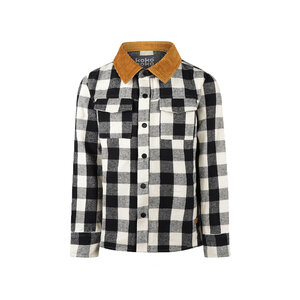 Koko Noko jongens blouse zwart geruit corduroy kraag