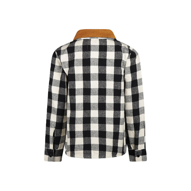 Koko Noko jongens blouse zwart geruit corduroy kraag | O56867-37