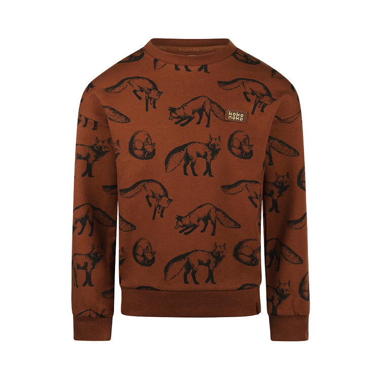 Koko Noko boys’ sweater brown fox dropped shoulder | O56879-37