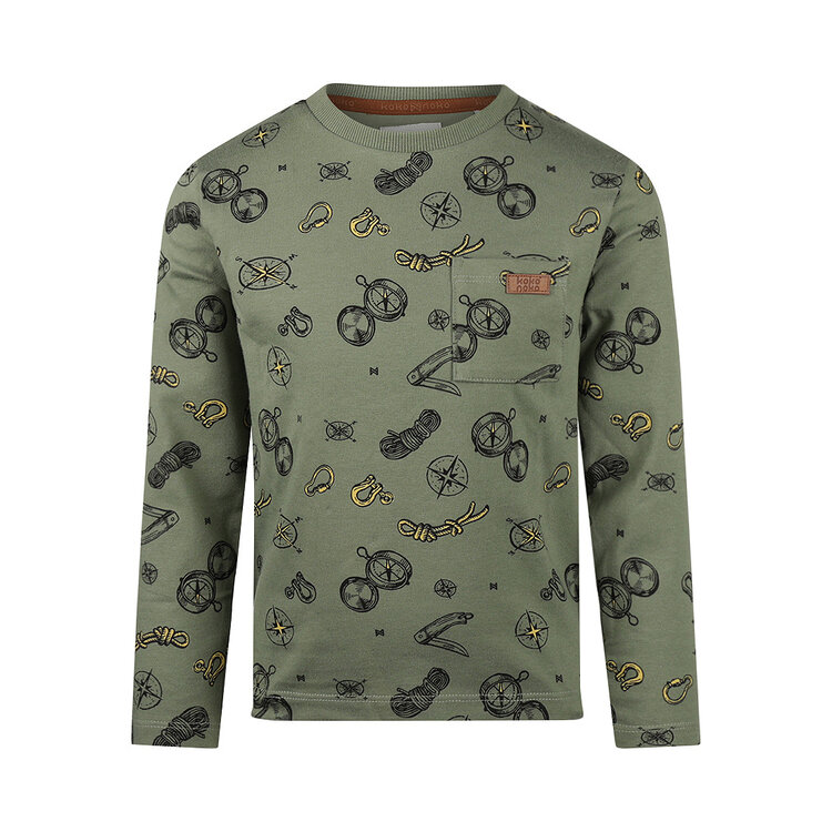 Koko Noko jongens longsleeve groen print | O56887-37