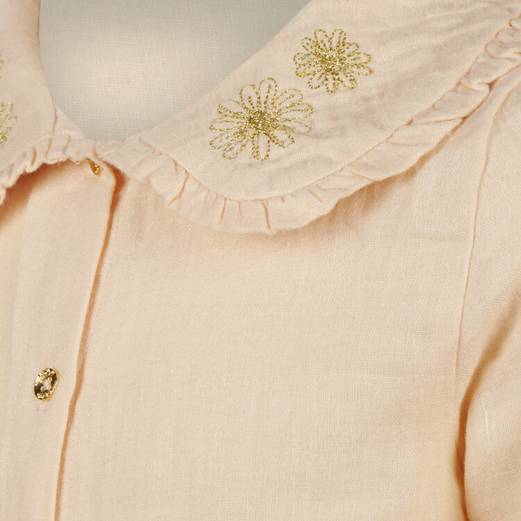 Koko Noko girls' blouse off-white embroidered flower cotton | O56903-37