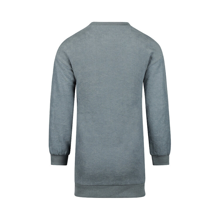 Koko Noko meisjes jurk loose fit blauw corduroy | O56905-37