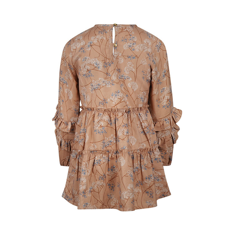 Koko Noko meisjes jurk caramel bruin bloesem | O56911-37