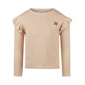 Koko Noko Mädchen Langarmshirt karamellbraun gestreift Rüschen