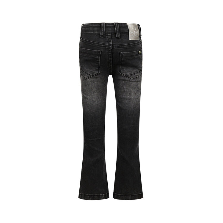 Koko Noko meisjes flared jeans zwart geborduurde bloem | O56929-37