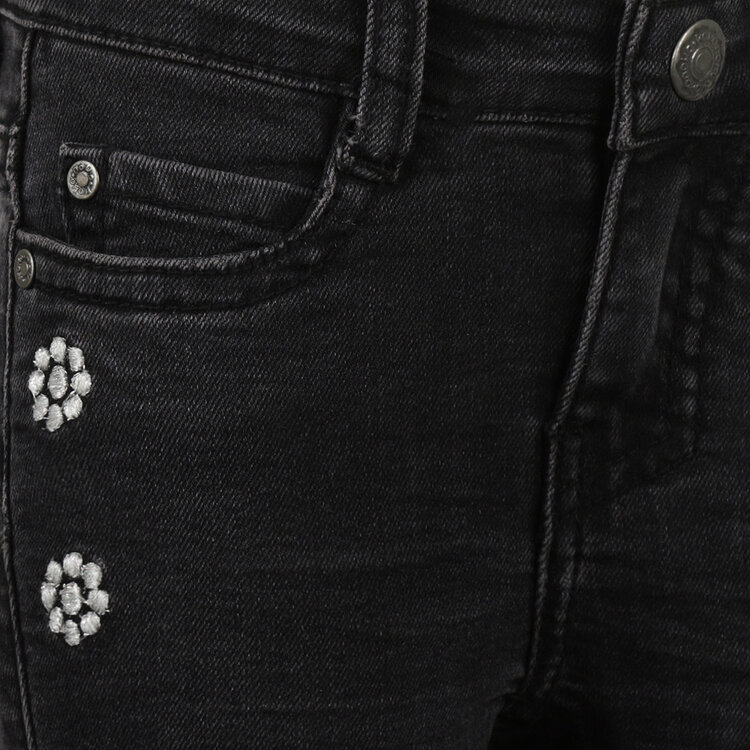 Koko Noko girls‘ black flared jeans with embroidered flower | O56929-37