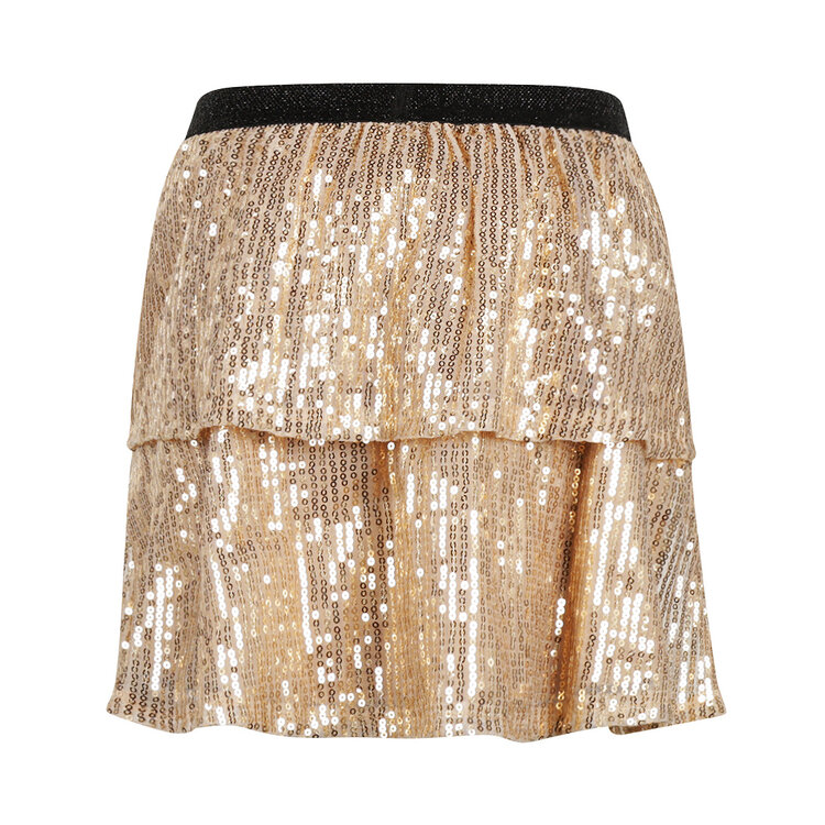 Koko Noko meisjes skort roségoud glitter pailletten | O56935-37