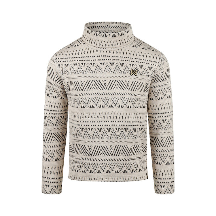 Koko Noko meisjes sweater met col off white etnische print | O56937-37
