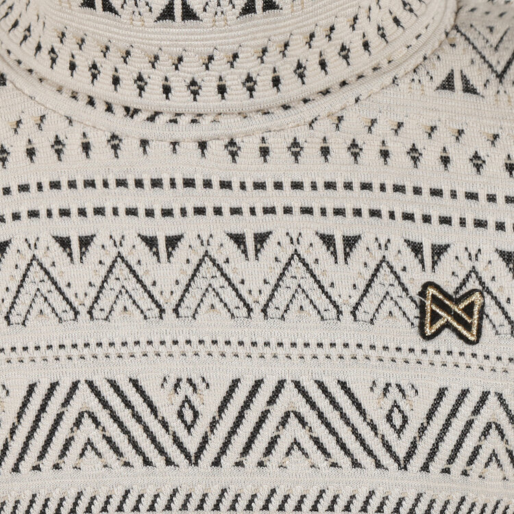 Koko Noko girls‘ sweater with turtleneck off-white ethnic print | O56937-37
