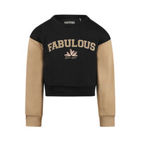 Koko Noko meisjes sweater zwart loose fit cropped