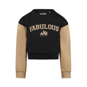 Koko Noko meisjes sweater zwart loose fit cropped