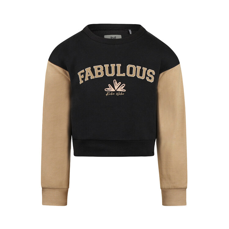 Koko Noko girls‘ black loose fit cropped sweater | O56941-37