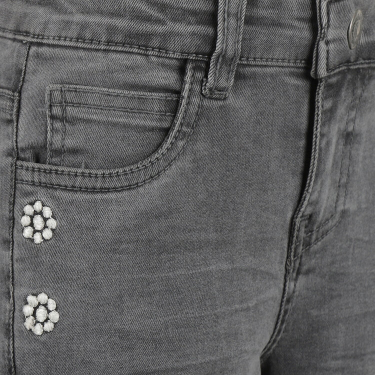 Koko Noko girls’ jeans, loose fit, black, embroidered flower | O56954-37