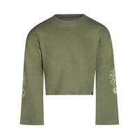 Koko Noko Mädchen-Pullover armeegrün kurz geschnitten