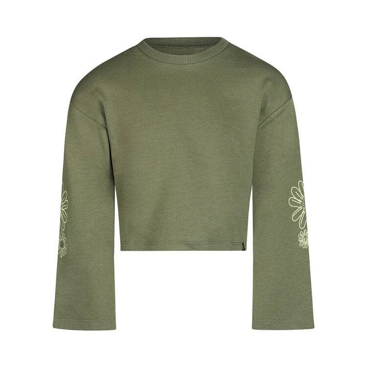 Koko Noko girls’ sweater army green dropped shoulder cropped | O56958-37