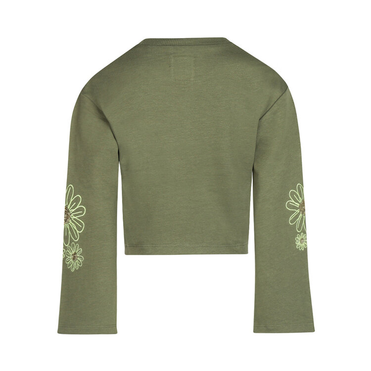 Koko Noko girls’ sweater army green dropped shoulder cropped | O56958-37