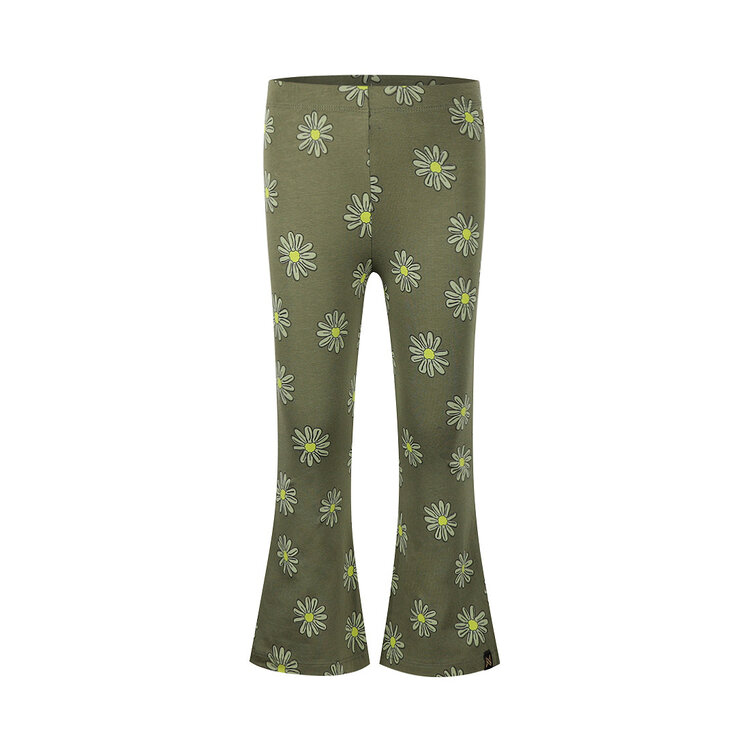 Koko Noko Mädchen-Leggings mit ausgestelltem Bein armeegrün mit Blumen | O56962-37