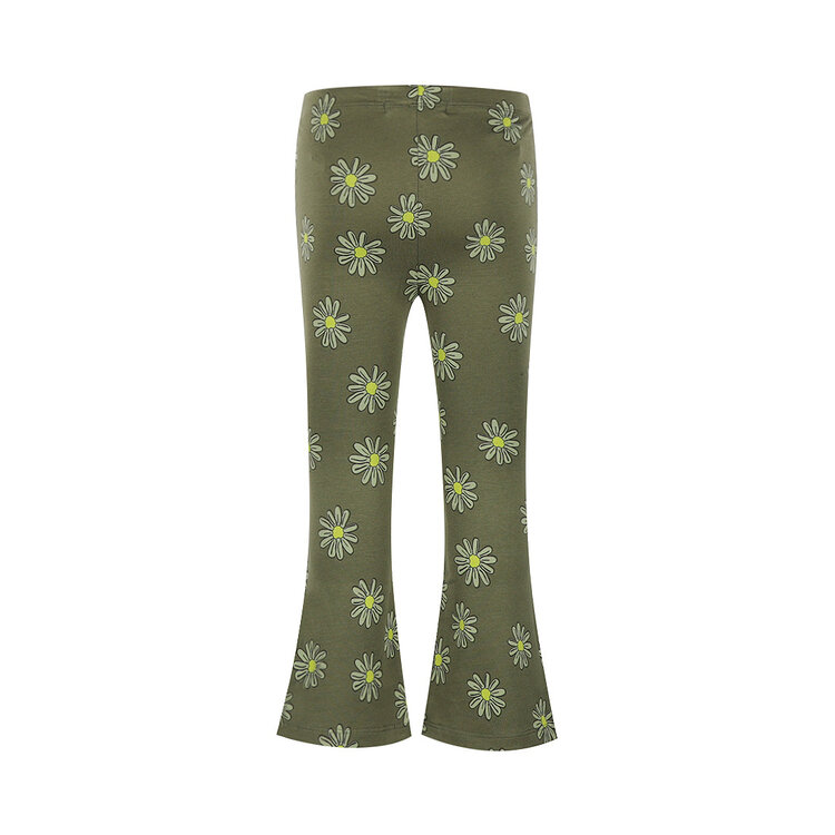 Koko Noko girls‘ flared leggings army green flower | O56962-37