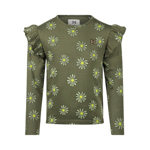 Koko Noko meisjes longsleeve legergroen bloem