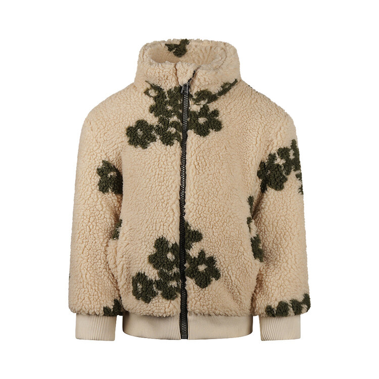 Koko Noko Mädchen Teddyjacke Off-White mit Blumen | O56972-37