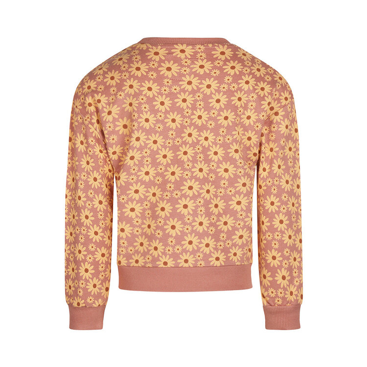 Koko Noko meisjes sweater oudroze dropped shoulder bloem | O56978-37