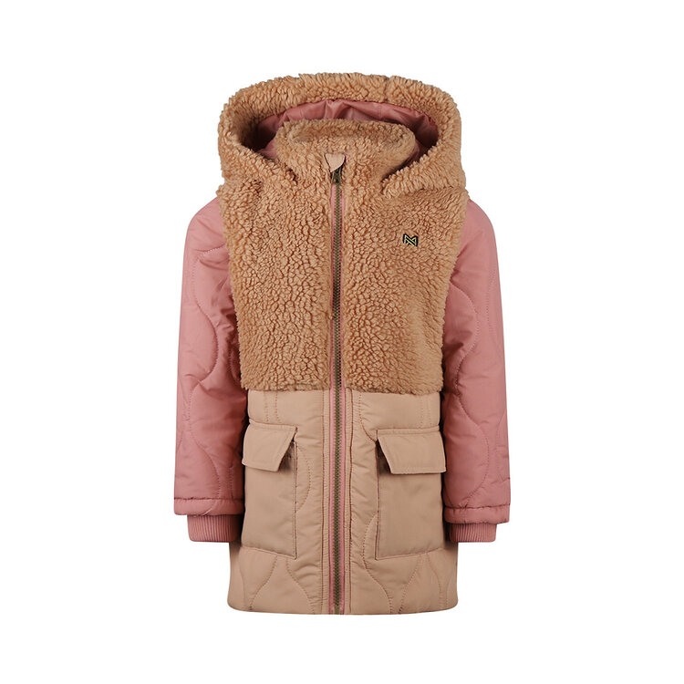 Koko Noko girls‘ winter coat caramel brown teddy old pink | O56998-37