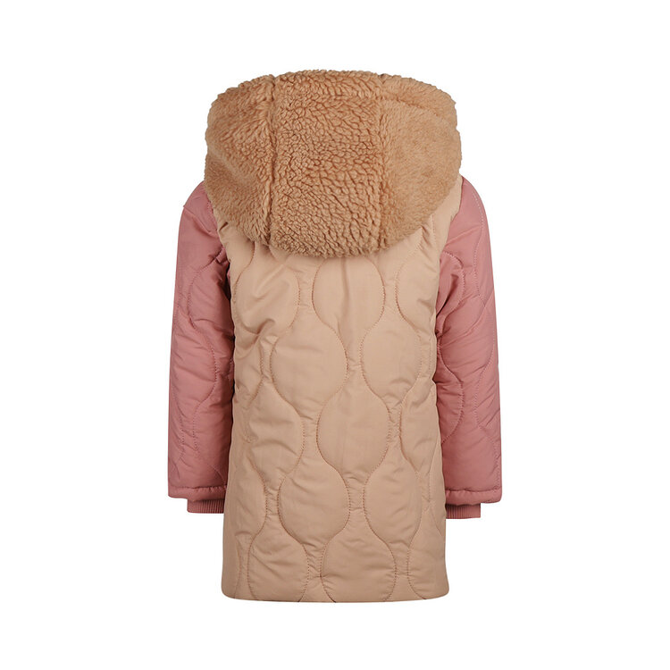 Koko Noko girls‘ winter coat caramel brown teddy old pink | O56998-37