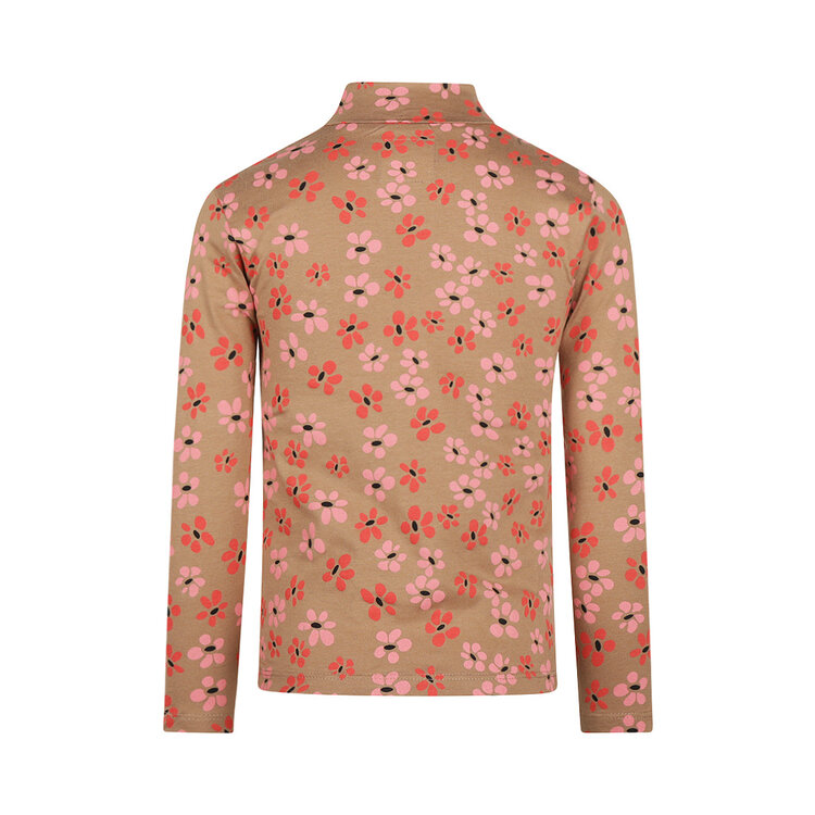 Koko Noko Mädchen Langarmshirt Rollkragen  kamelfarben Blumen | OX56901-37