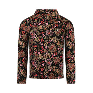 Koko Noko meisjes longsleeve met col zwart bloemen