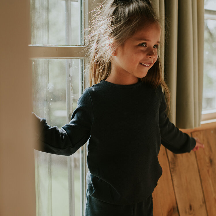 Koko Noko unisex wafel pyjama navy bio cotton | WN1827