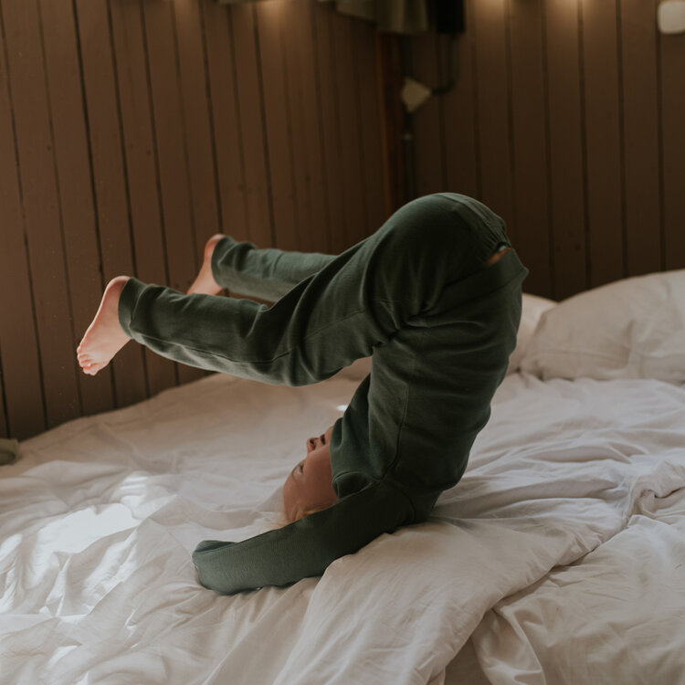 Koko Noko jongens wafel pyjama donkergroen bio cotton | WN1828