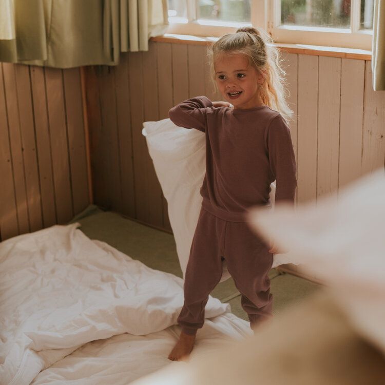 Koko Noko meisjes wafel pyjama oudroze bio cotton | WN1902