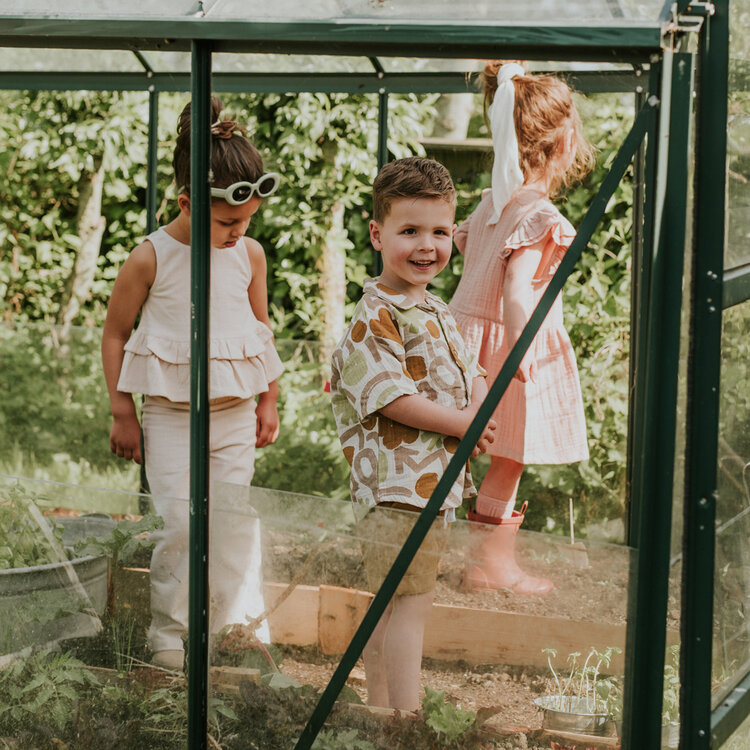 Koko Noko boys' short-sleeved shirt, grey-brown cotton | N58800-37
