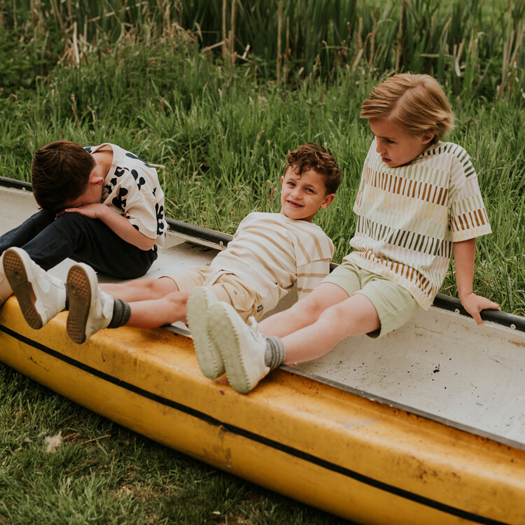 Koko Noko boys' loose fit T-shirt soft green off white | N58806-37