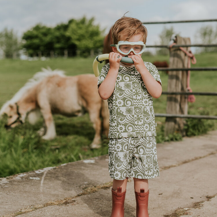 Koko Noko boys' swim shorts olive green off white | N58836-37