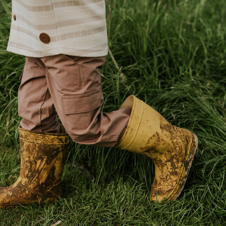 Koko Noko boys' cargo trousers soft brown cotton | N58842-37