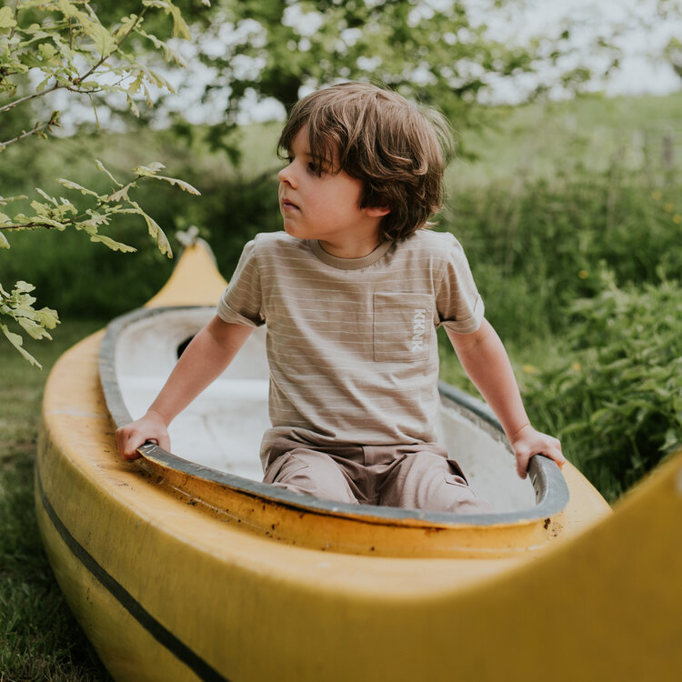 Koko Noko jongens T-shirt zand gestreept katoen | N58855-37