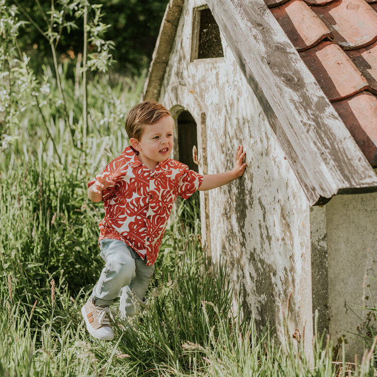 Koko Noko boys' blouse, brick red, summer linen | N58860-37