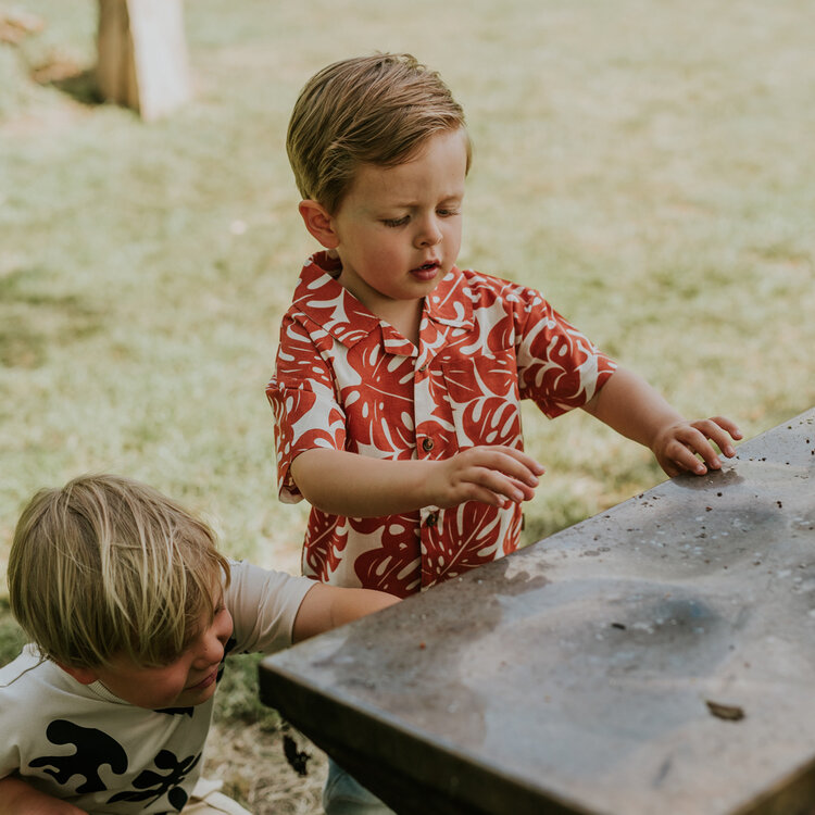 Koko Noko boys' blouse, brick red, summer linen | N58860-37