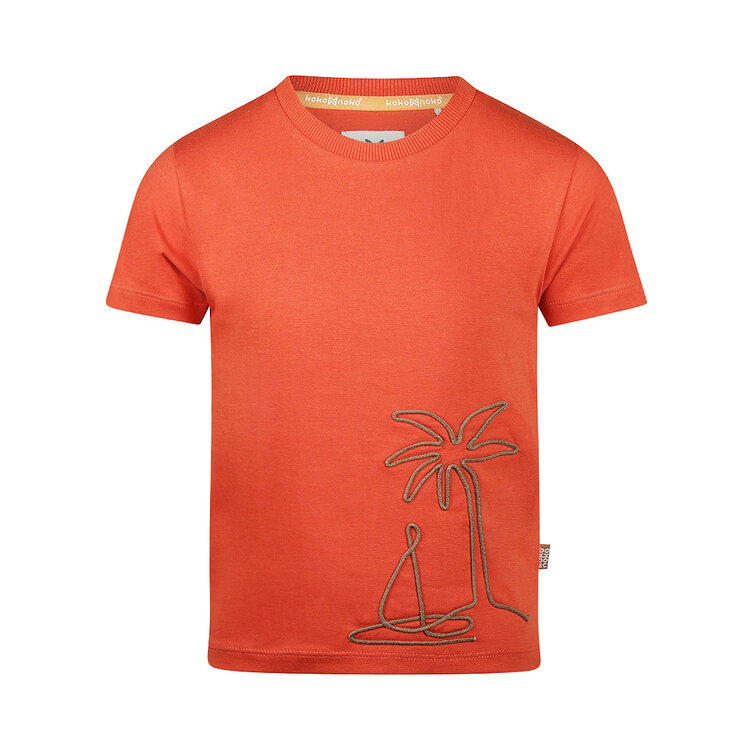 Koko Noko jongens T-shirt steenrood palm | N58864-37
