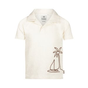 Koko Noko boys' polo shirt, off-white palm cotton