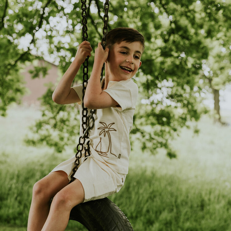 Koko Noko jongens polo off white palm katoen | N58866-37