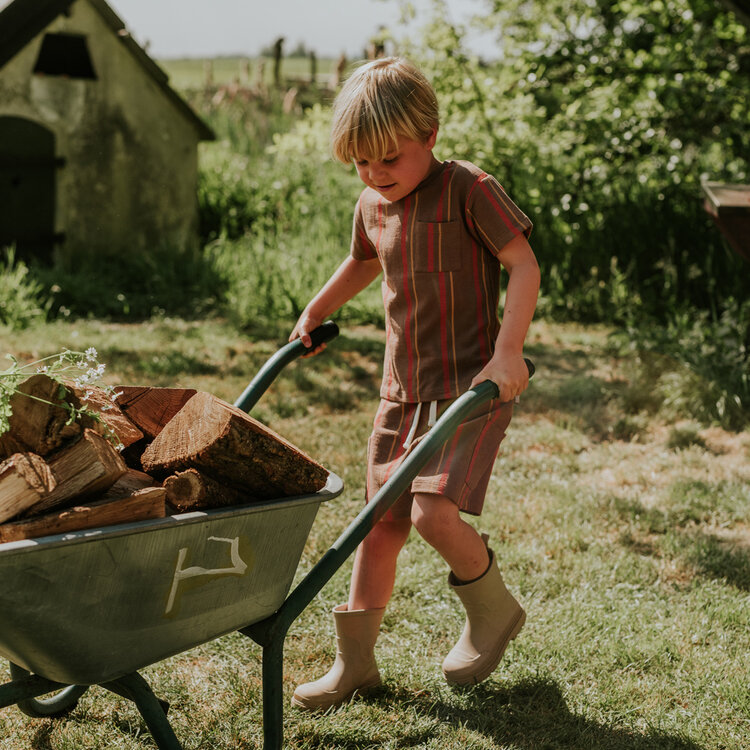 Koko Noko boys' T-shirt, dark brown striped cotton | N58868-37