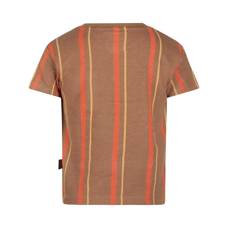 Koko Noko boys' T-shirt, dark brown striped cotton | N58868-37