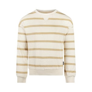 Koko Noko boys' sweater, off-white, beige striped cotton