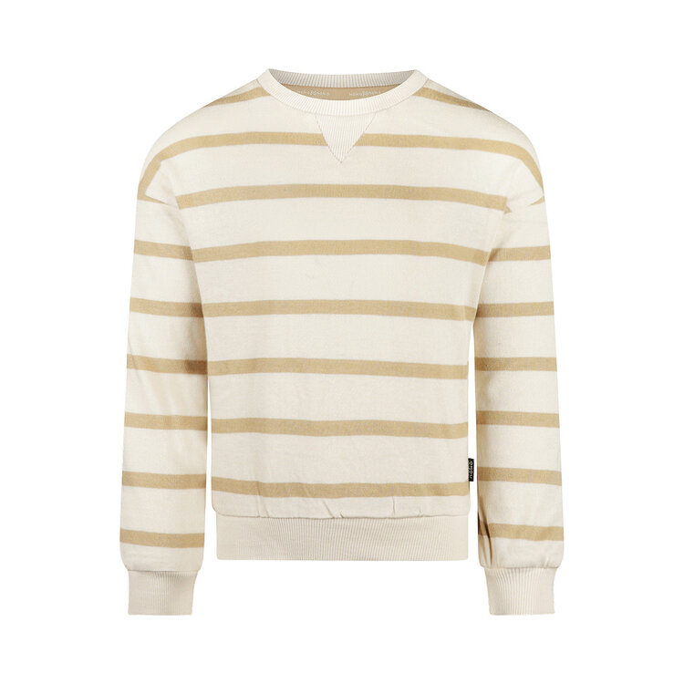 Koko Noko jongens sweater off white beige gestreept katoen | N58889-37