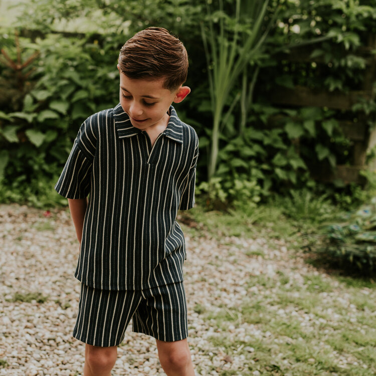 Koko Noko boys' co-ord set dark blue blouse shorts | N58894-37