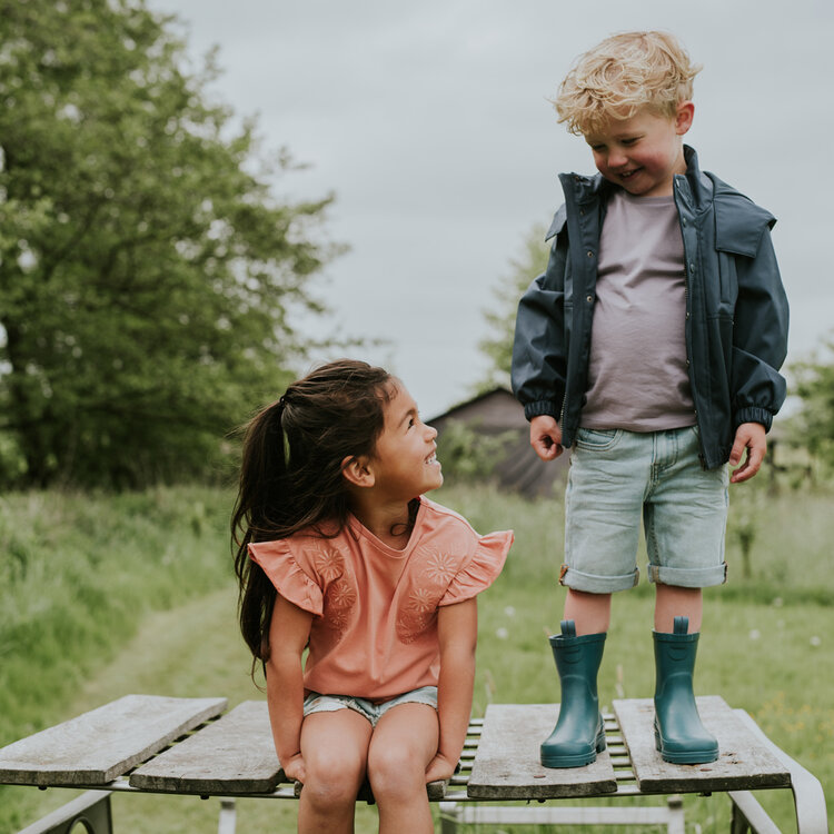 Koko Noko girls' loose fit T-shirt soft orange flower | N58900-37