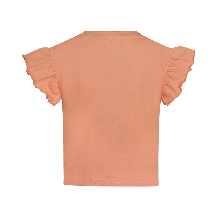 Koko Noko meisjes T-shirt loose fit zacht oranje bloem | N58900-37