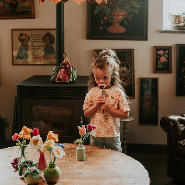 Koko Noko meisjes T-shirt loose fit off white roze | N58905-37